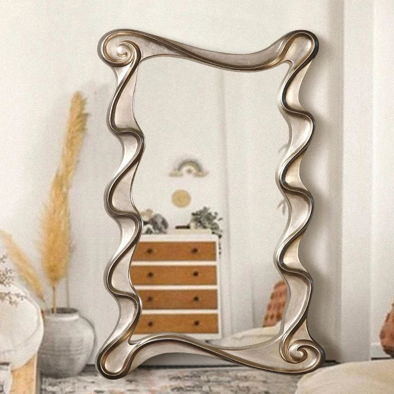 Irregular Full Body Decorative Mirror Bedroom Wavy Floor Large Wall Mirrors Aesthetic Luxury Dressing Espejo Ducha Room Decor