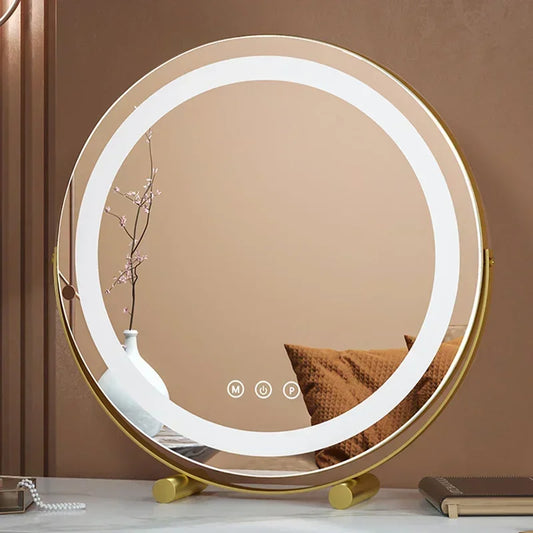 Bathroom Decorative Mirrors Living Room Makeup Round Circle Golden Decorative Mirrors Light Espelhos Decorativos Room Decor