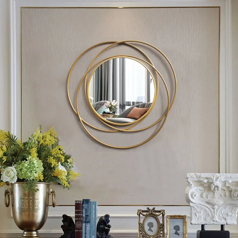 Luxury Modern Decorative Wall Mirrors Metal Small Round Wall Mirrors Bedroom Makeup Hairdresser Espejos Con Luces Room Decor