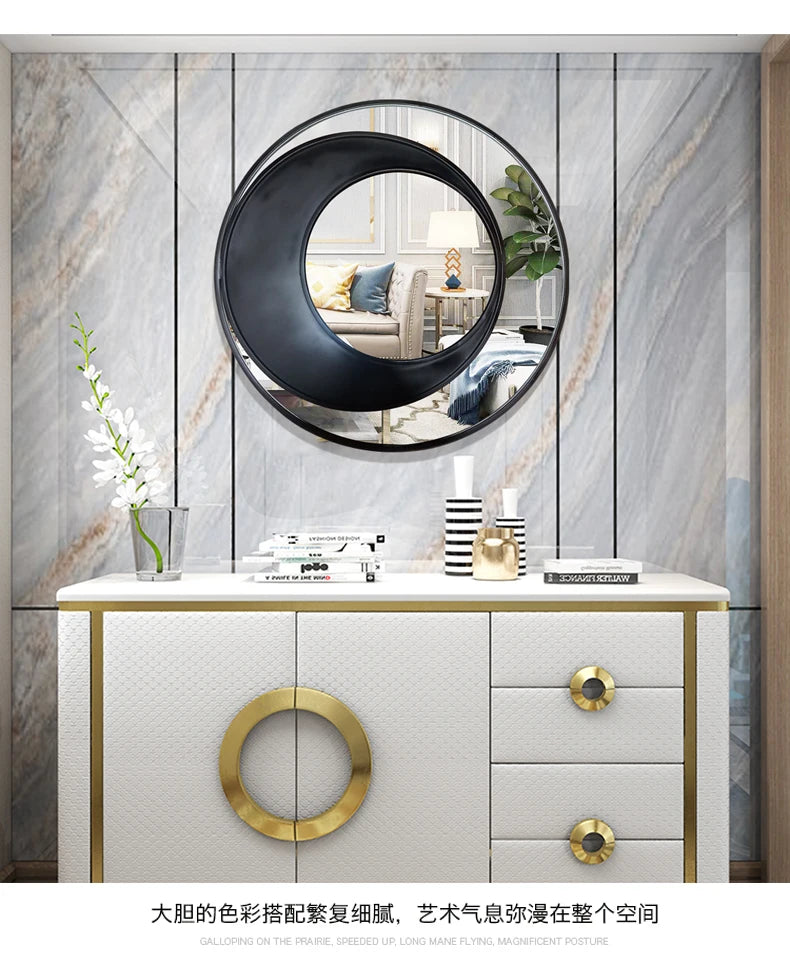 Makeup Gold Mirror Bathroom Metal Frame Design Round Wall Mirror Creative Modern Dekoracyjne Lustra Decoration Living Room