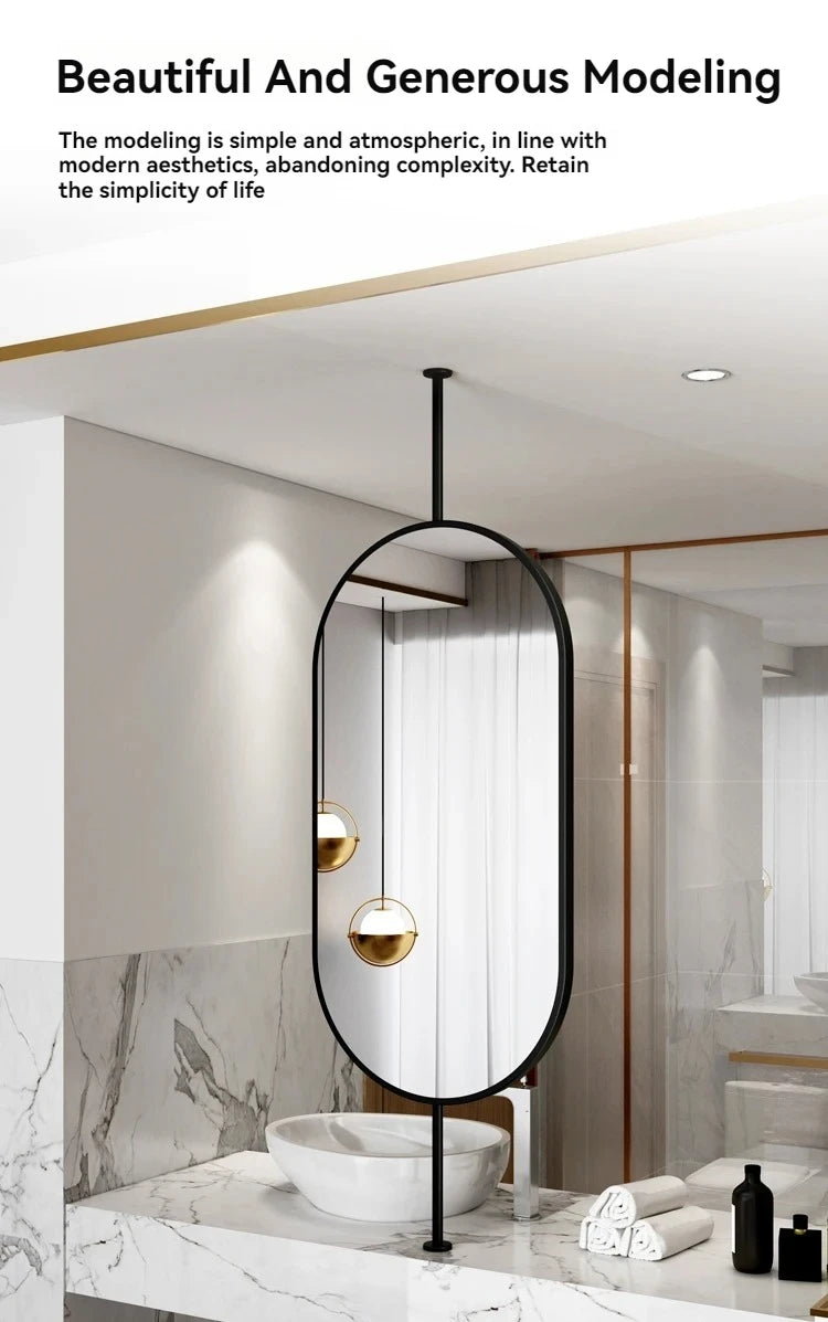 Design Gold Mirror Bathroom Metal Frame Wall Mount Mirror Oval Creative Led Espejos Decorativos Home Decoration Accessories