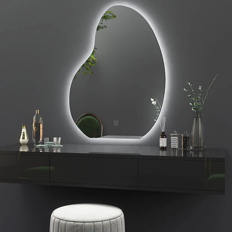 Design Irregular Mirror Bathroom Led Lighted Makeup Mirror Wall Mount Creative Smart Dekoracyjne Lustra Decoration Living Room