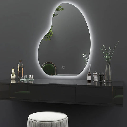 Design Irregular Mirror Bathroom Led Lighted Makeup Mirror Wall Mount Creative Smart Dekoracyjne Lustra Decoration Living Room