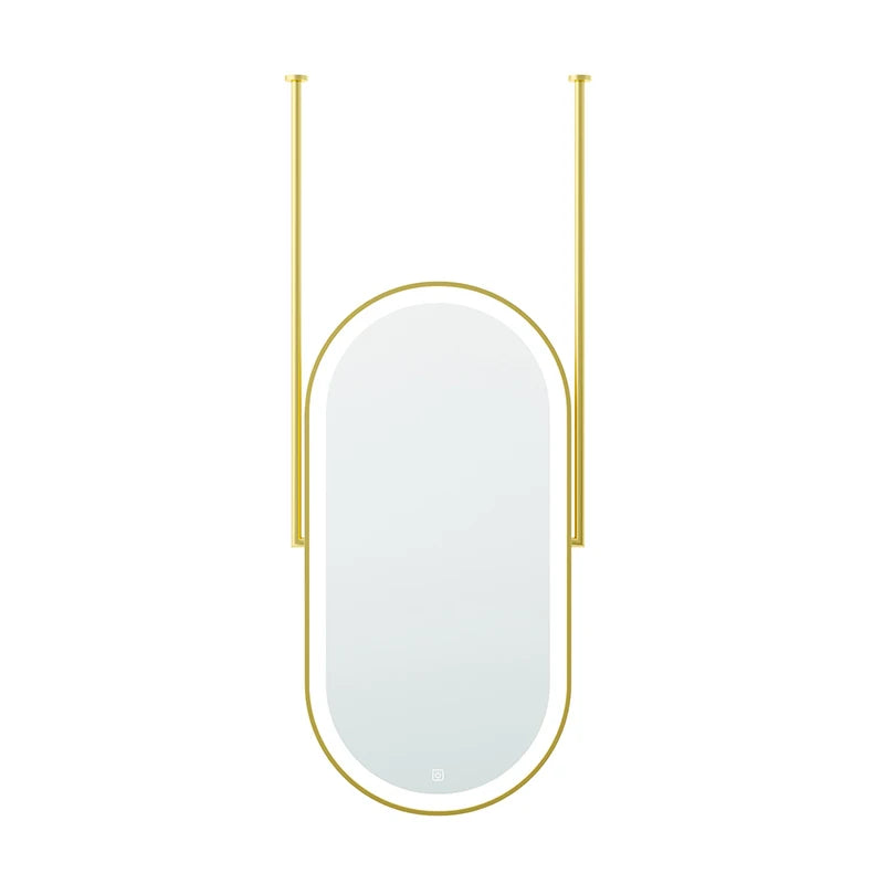 Makeup Led Lighted Mirror Bathroom Art Hanging Oval Mirror Metal Frame Creative Espejos Decorativos Decoration Living Room