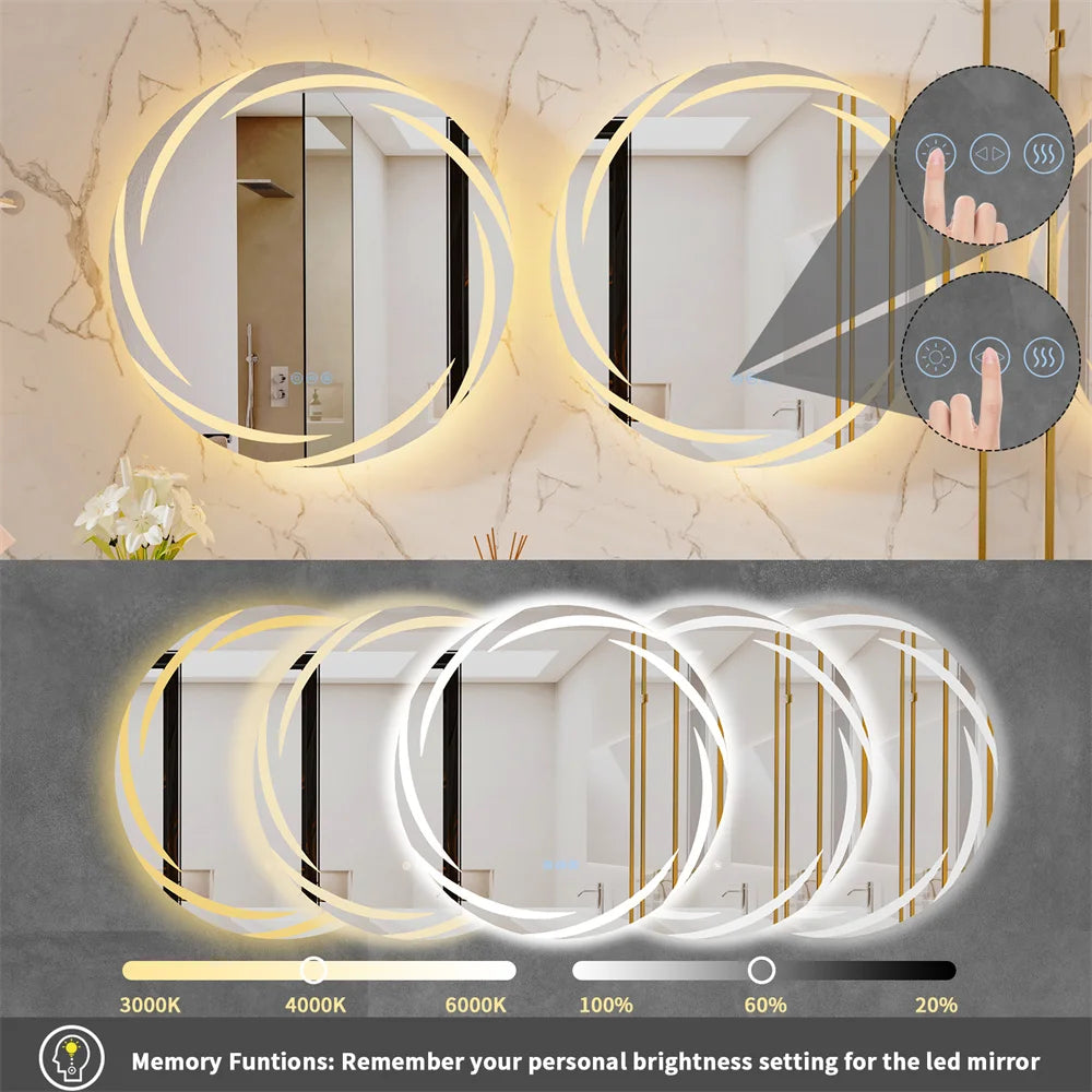 LUVODI Illuminated Bathroom Wall Mirror with Light Circle Backlit LED Bath Vanity Mirror Defog