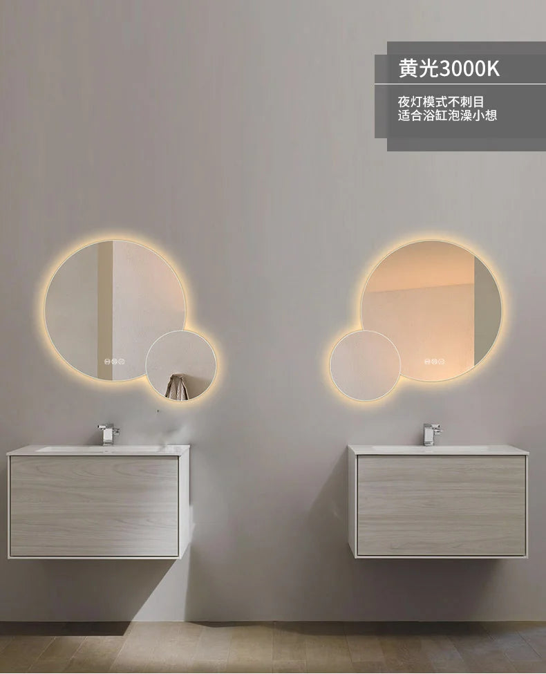 Design Wall Mount Mirror Bathroom Led Lighted Makeup Mirror Creative Modern Aesthetic Espejo Maquillaje Luz Room Decoration