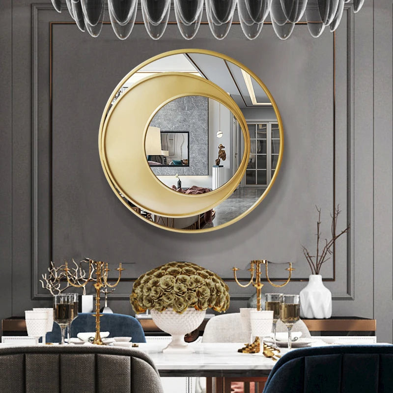 Makeup Gold Mirror Bathroom Metal Frame Design Round Wall Mirror Creative Modern Dekoracyjne Lustra Decoration Living Room