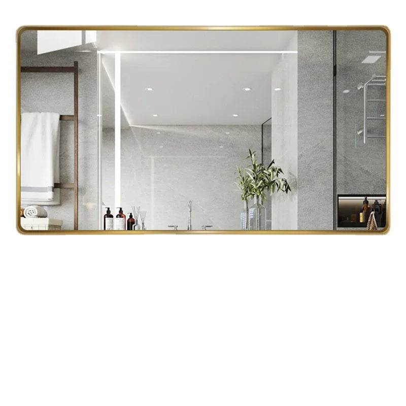 Design Rectangle Mirror Bathroom Metal Frame Wall Mount Mirror Creative Hairdressing Espejo Maquillaje Luz House Decoration