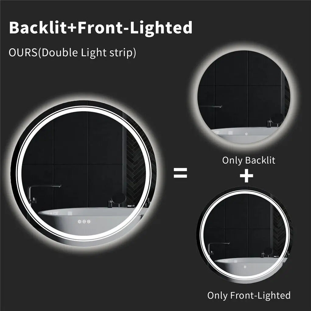 LUVODI Smart Illuminate LED Mirror for Bathroom Round Waterproof Washroom Toliet Wash Basin Bath Shower Fogless Mirror