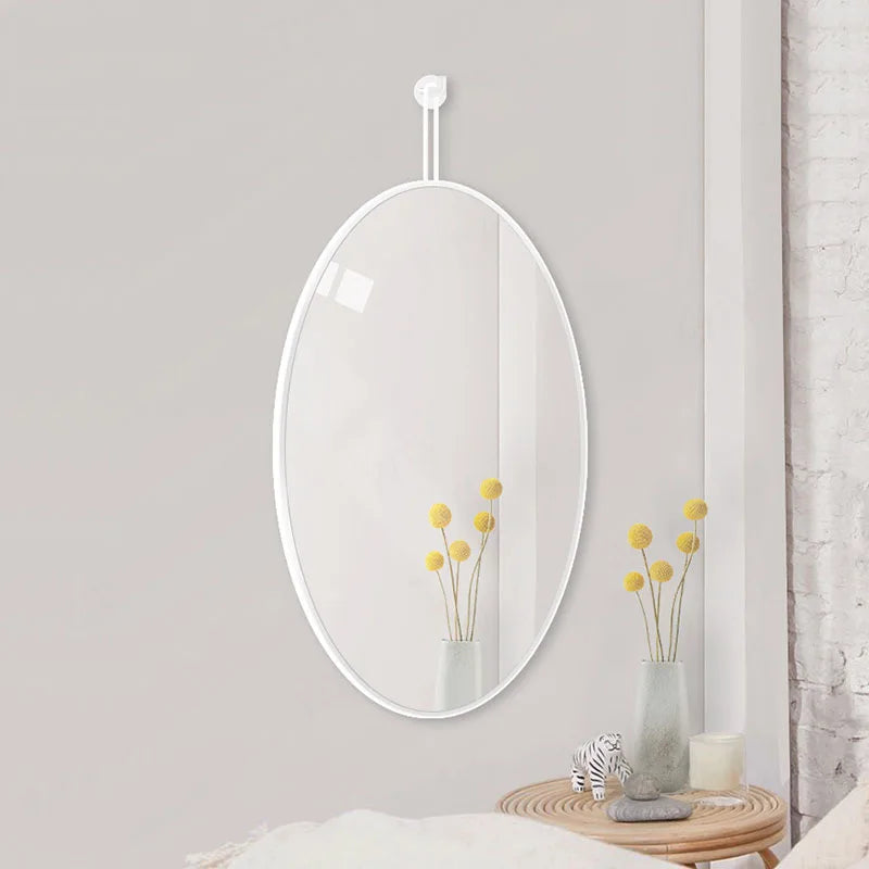 Design Creative Mirror Bathroom Makeup Metal Frame Wall Mount Mirror Oval Hairdressing Dekoracyjne Lustra Home Decoration