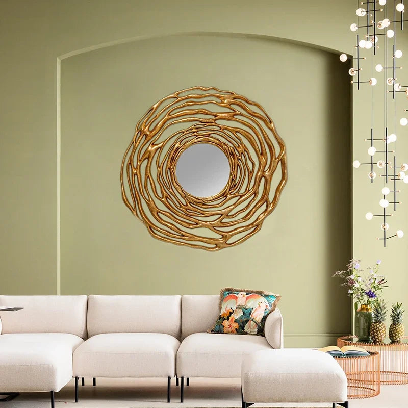 Irregular Luxury Decorative Mirror Large Gold Aesthetic Living Room Wall Mirrors Makeup Home Design Lusterko Decoration Home