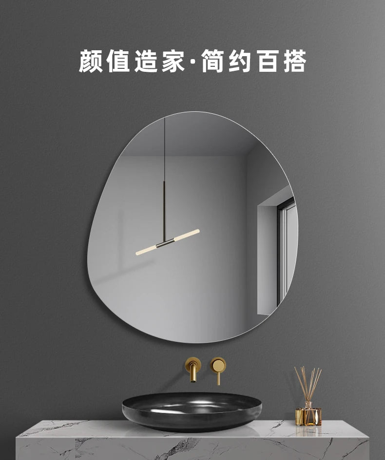 Design Shower Mirror Nordic Irregular Creative Modern Mirror Wall Mount Dressing Table Espejos Decorativos Aesthetic Room Decor