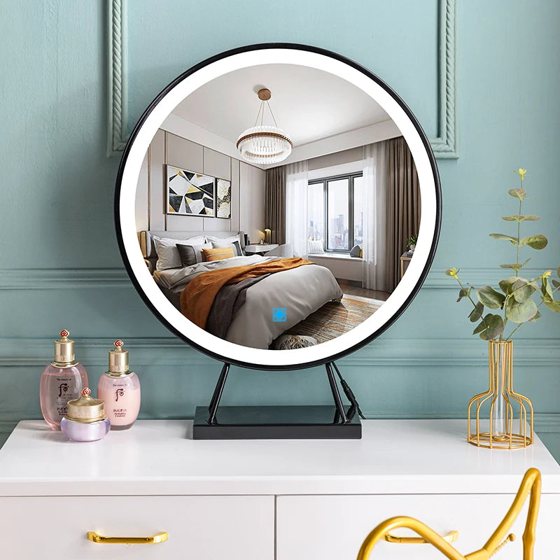 Design Makeup Mirror Led Metal Frame Dressing Table Mirror Vanity Creative Modern Hairdressing Dekoracyjne Lustra Room Decor