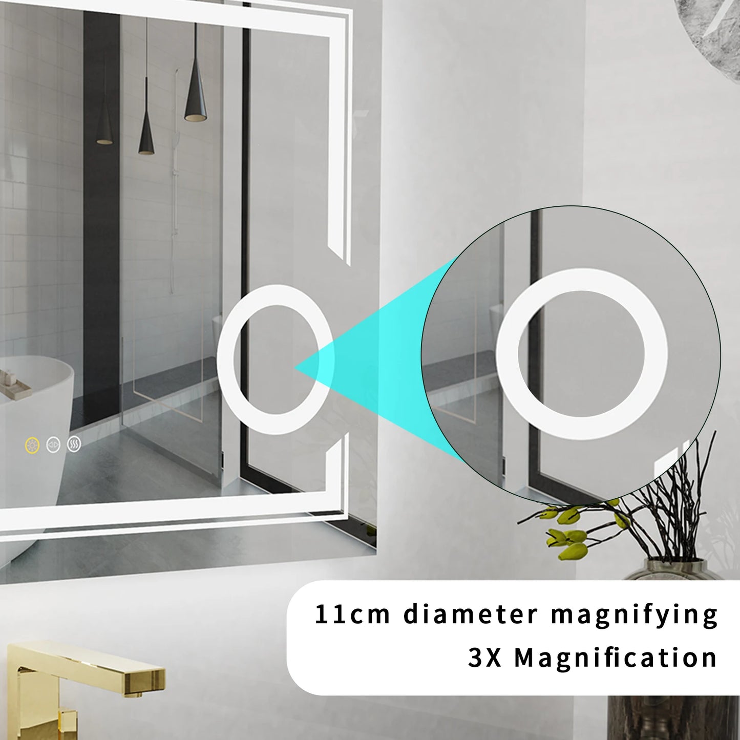 LUVODI LED Mirror Bathroom Wall Mounted Magnifying Mirror for Washroom Toliet Shower Vanity Makeup Shaving Mirrors