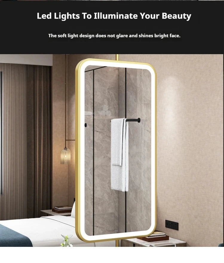 Led Lighted Design Mirror Bathroom Wall Mount Makeup Smart Mirror Nordic Rectangular Espejo Maquillaje Luz Decoration Home