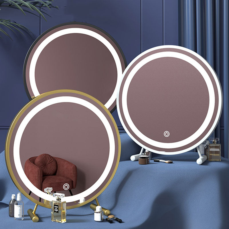 Light Bedroom Makeup Mirror Maiden Standing Modern Led Dressing Mirror Round Girls Korean Free Shipping Espejo Home Furniture