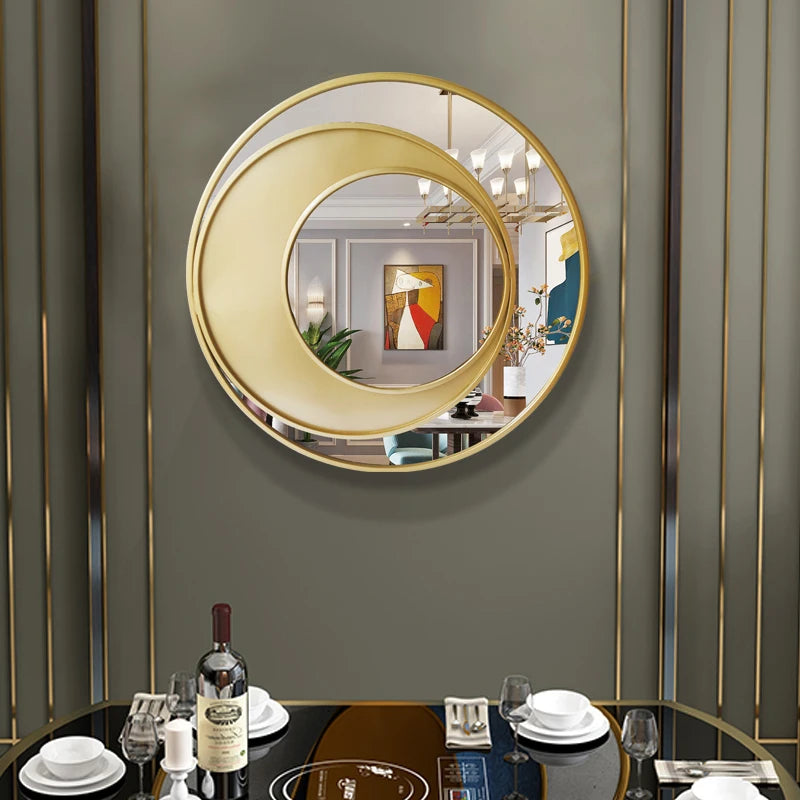 Makeup Gold Mirror Bathroom Metal Frame Design Round Wall Mirror Creative Modern Dekoracyjne Lustra Decoration Living Room