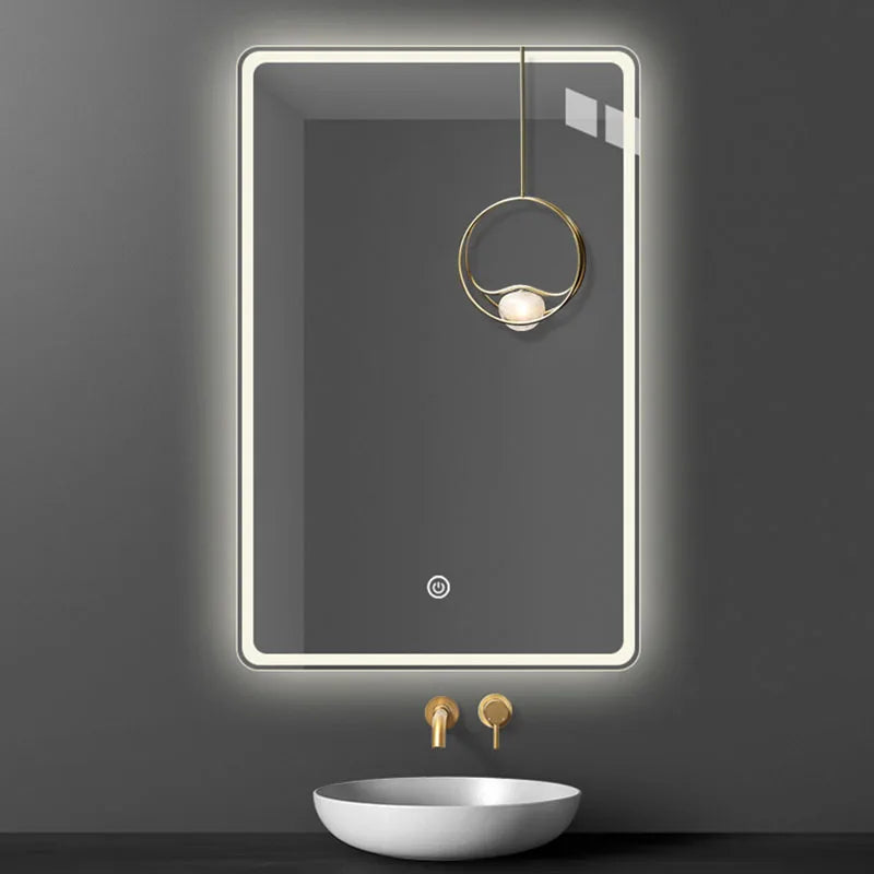 Makeup Led Lighted Mirror Bathroom Rectangular Mirror Wall Mount Creative Shower Espejos Decorativos Decoration Living Room