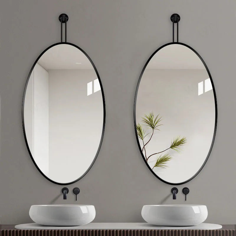 Design Creative Mirror Bathroom Makeup Metal Frame Wall Mount Mirror Oval Hairdressing Dekoracyjne Lustra Home Decoration