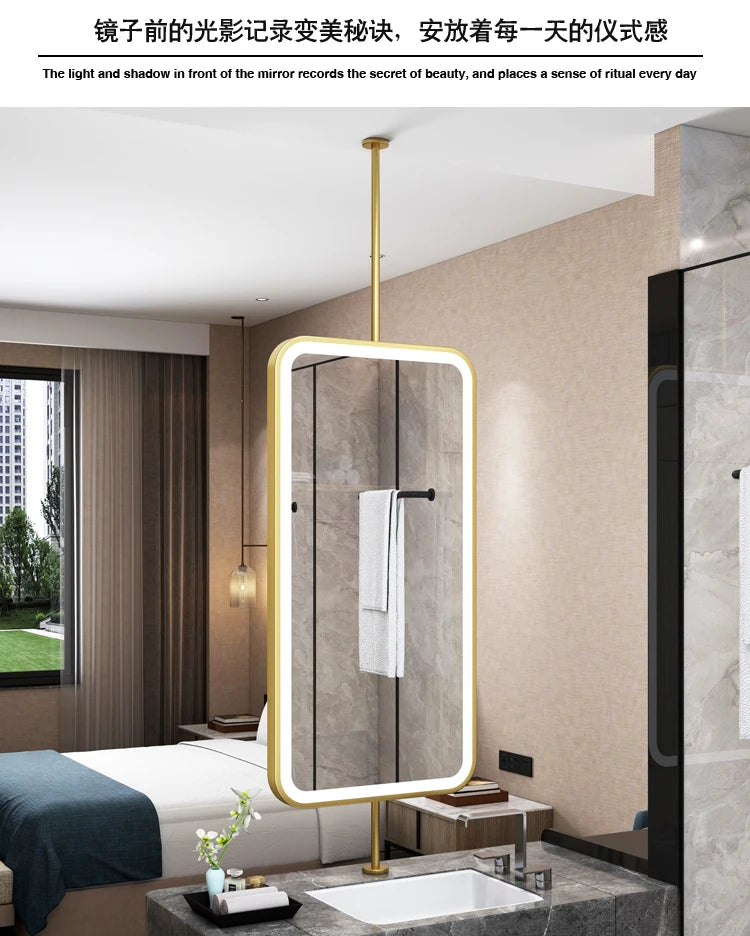 Led Lighted Design Mirror Bathroom Wall Mount Makeup Smart Mirror Nordic Rectangular Espejo Maquillaje Luz Decoration Home