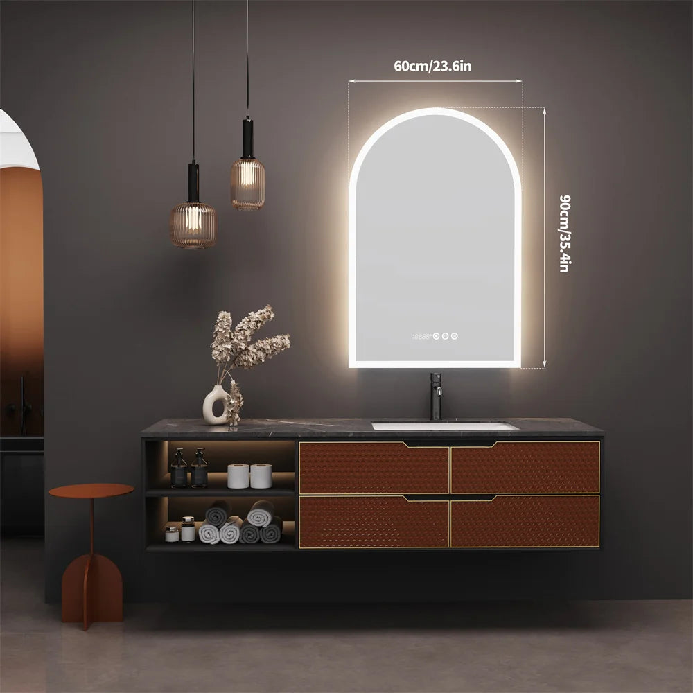 LUVODI Illuminate Backlit Light Bathroom Vanity Mirror with Time and Temperature Display