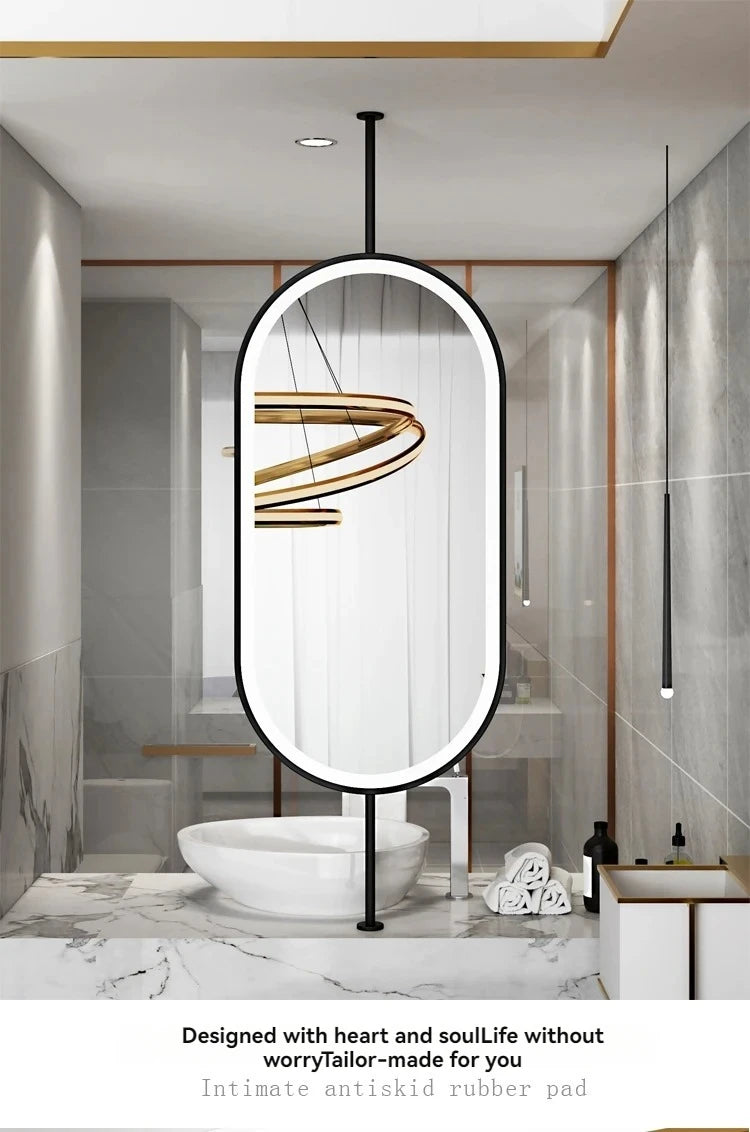 Design Gold Mirror Bathroom Metal Frame Wall Mount Mirror Oval Creative Led Espejos Decorativos Home Decoration Accessories