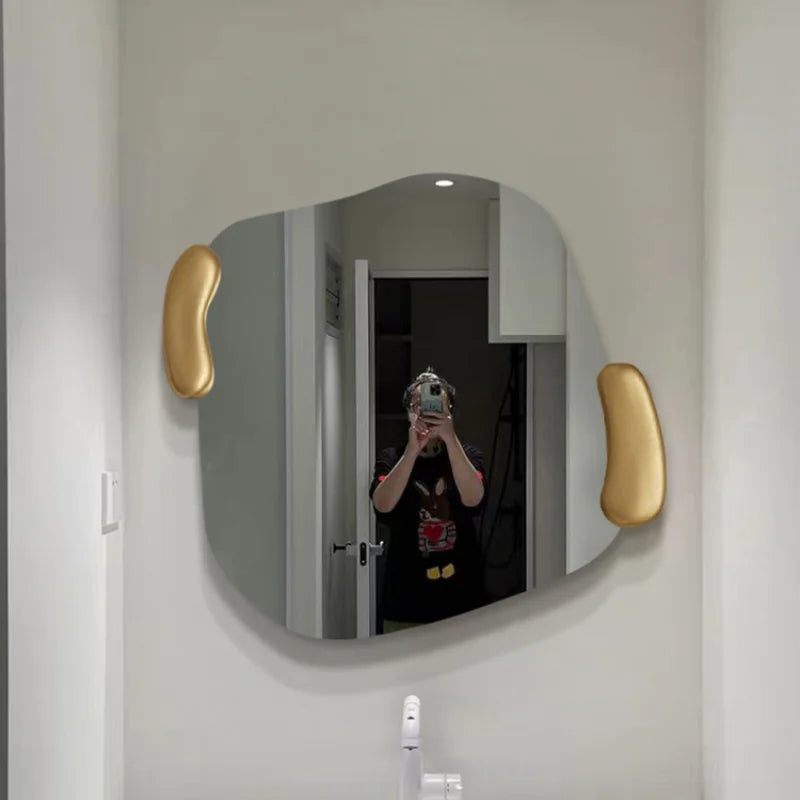 Golden Art Decorative Mirrors Modern Round Adhesive Liquidation Room Makeup Wall Mirror Decoration Sticker Interior Home Decor