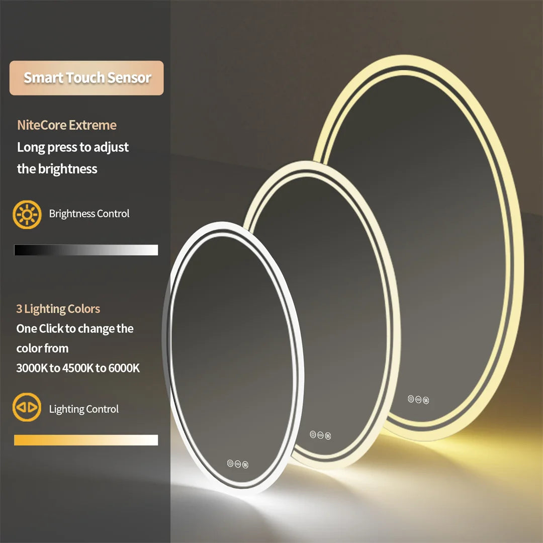 LUVODI Luxury Oval Bathroom LED Mirror Backlit LED Bathroom Wall Mirror with Demister for Home Hotel Salon Beauty Decorative