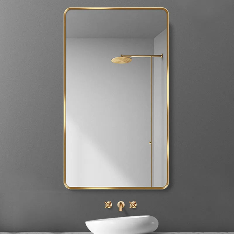 Design Rectangle Mirror Bathroom Metal Frame Wall Mount Mirror Creative Hairdressing Espejo Maquillaje Luz House Decoration