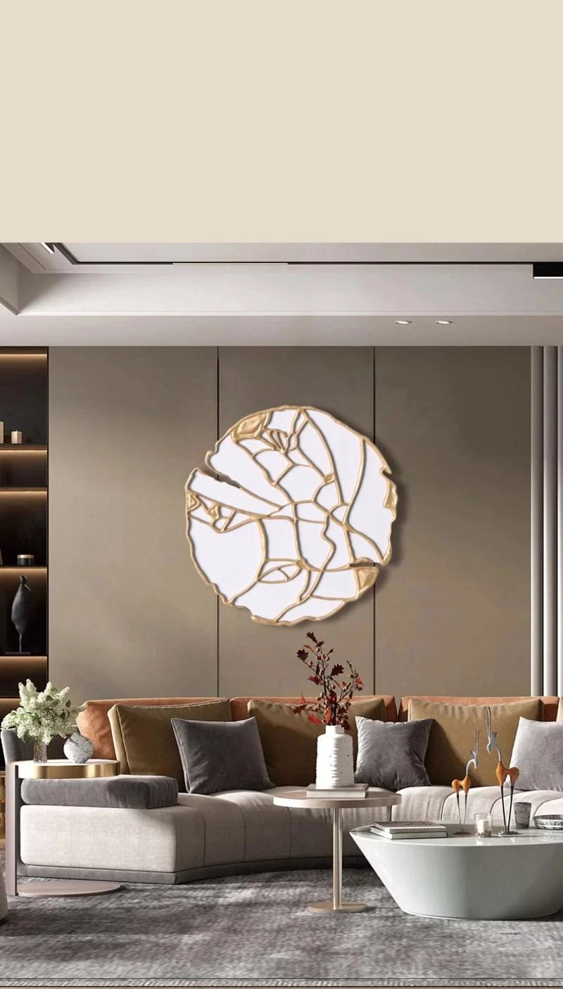 Miroir Mural Rond pour Salon | Miroir de Taille Complète au Design Esthétique