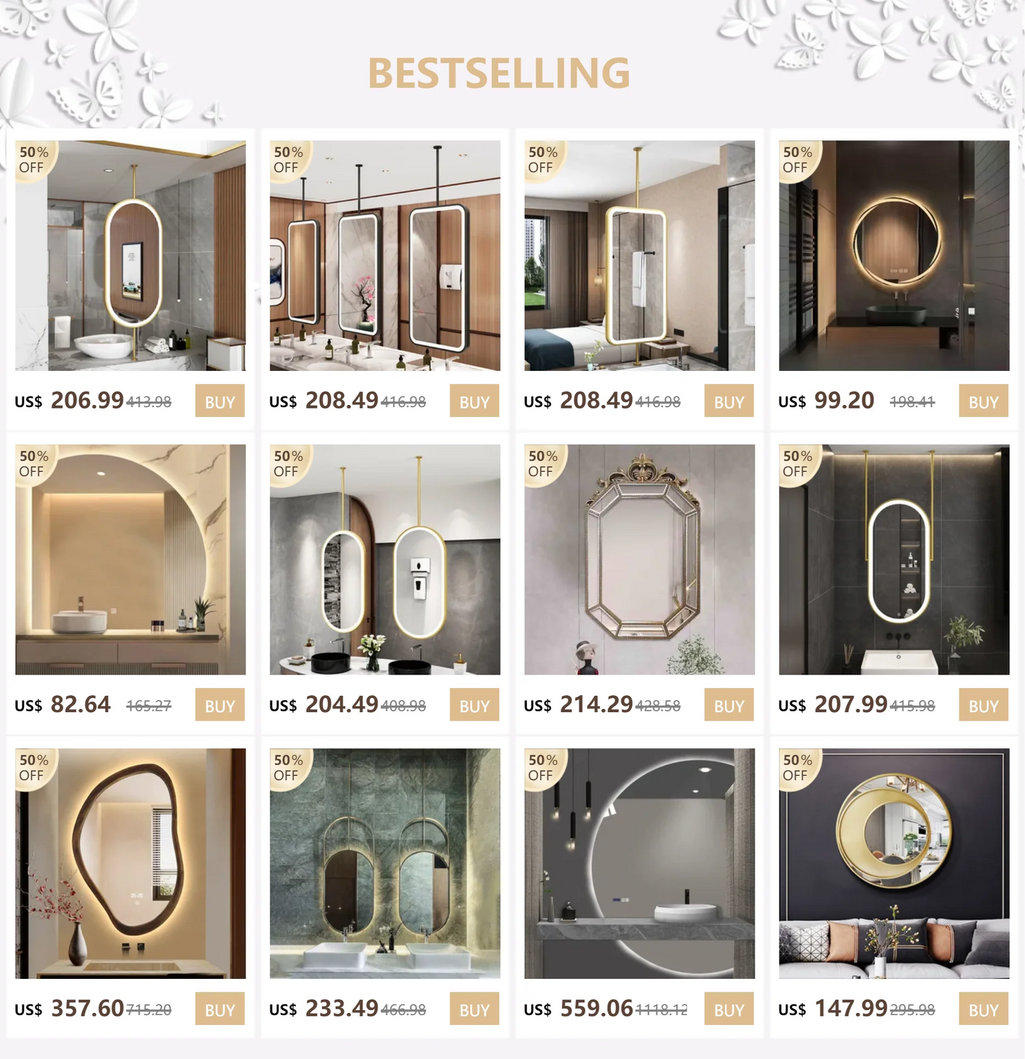 Led Lighted Mirror Bathroom Dressing Wall Mount Creative Mirror Modern Design Espejos Decorativos Home Decoration Accessories