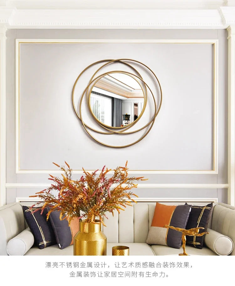 Luxury Modern Decorative Wall Mirrors Metal Small Round Wall Mirrors Bedroom Makeup Hairdresser Espejos Con Luces Room Decor