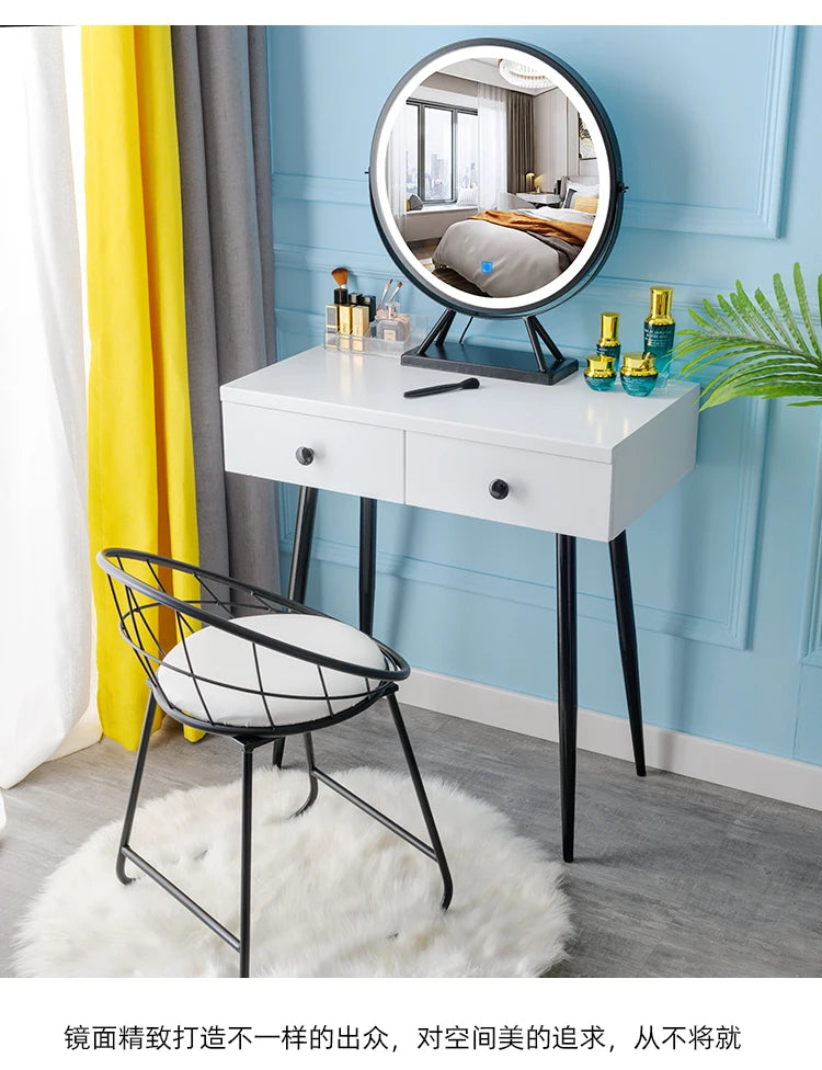 Design Makeup Mirror Led Metal Frame Dressing Table Mirror Vanity Creative Modern Hairdressing Dekoracyjne Lustra Room Decor