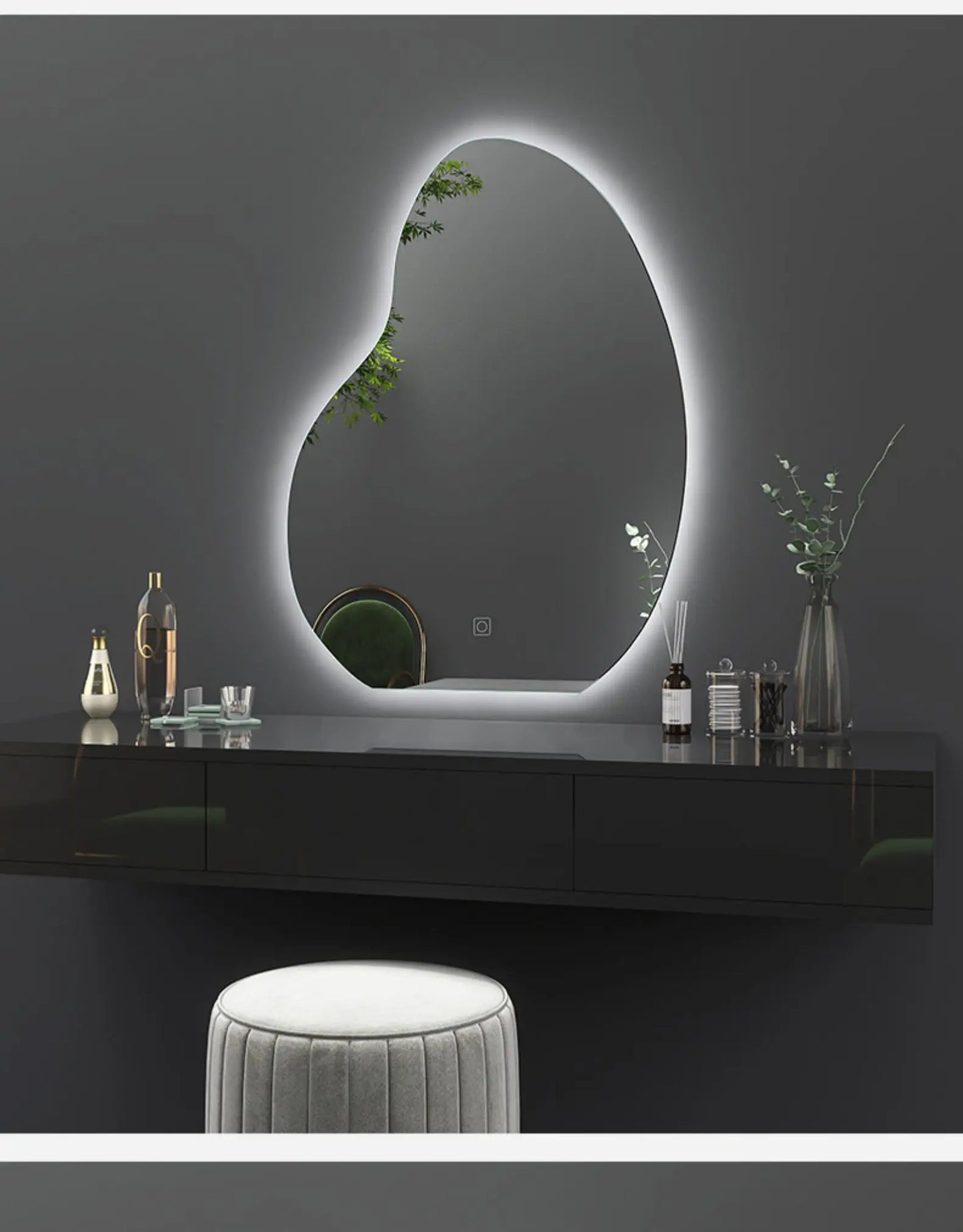 Design Irregular Mirror Bathroom Led Lighted Makeup Mirror Wall Mount Creative Smart Dekoracyjne Lustra Decoration Living Room