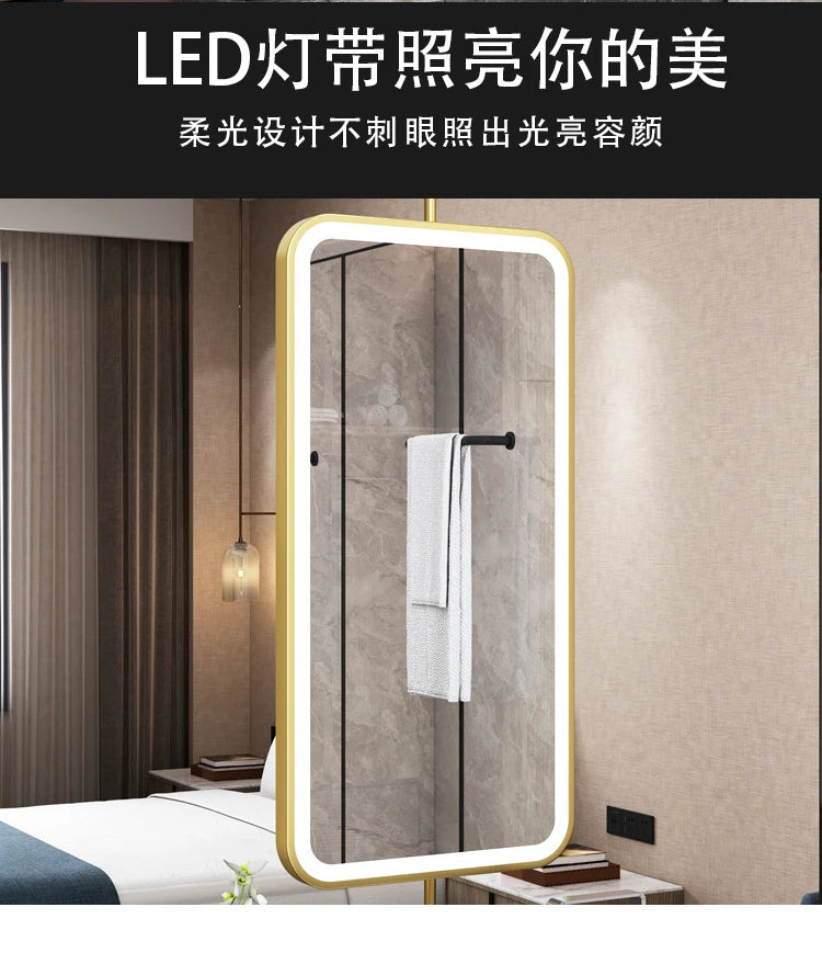 Led Lighted Design Mirror Bathroom Wall Mount Makeup Smart Mirror Nordic Rectangular Espejo Maquillaje Luz Decoration Home