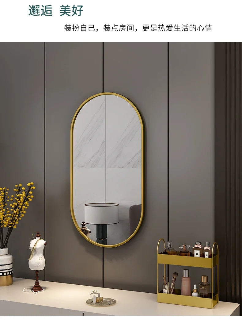 Bathroom Wall Decorative Mirror Nordic Modern Style Aesthetic Makeup Mirrors For Bedroom Large Model Miroir Coiffeur Home Decor