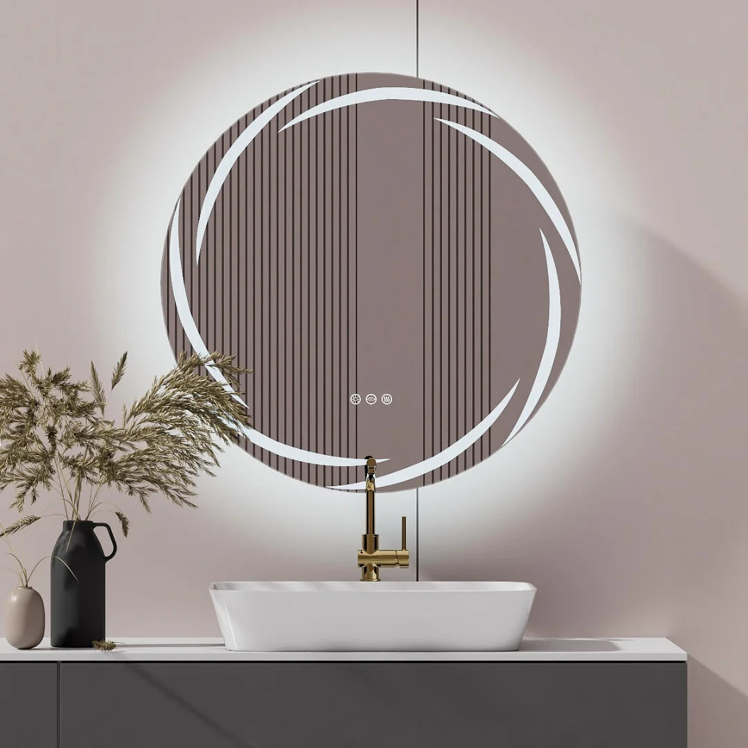 LUVODI Illuminated Bathroom Wall Mirror with Light Circle Backlit LED Bath Vanity Mirror Defog