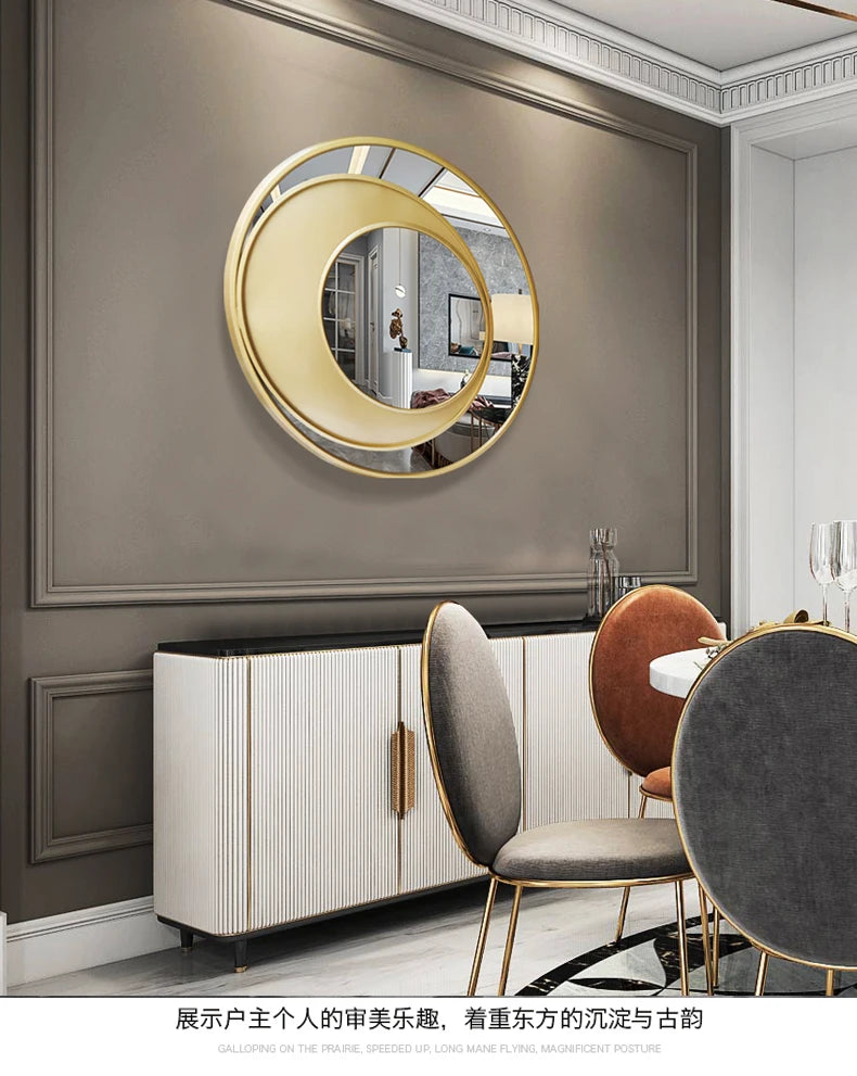 Makeup Gold Mirror Bathroom Metal Frame Design Round Wall Mirror Creative Modern Dekoracyjne Lustra Decoration Living Room