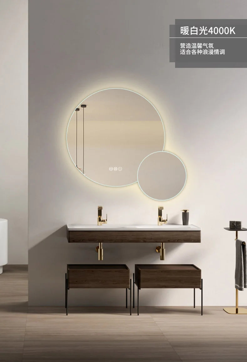 Design Wall Mount Mirror Bathroom Led Lighted Makeup Mirror Creative Modern Aesthetic Espejo Maquillaje Luz Room Decoration