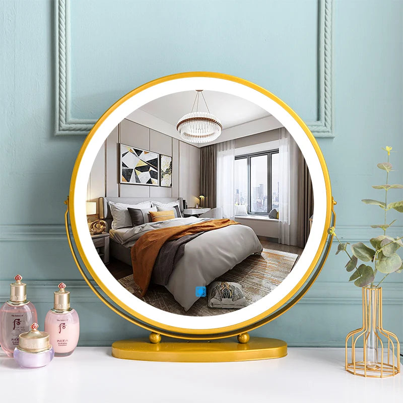 Design Makeup Mirror Led Metal Frame Dressing Table Mirror Vanity Creative Modern Hairdressing Dekoracyjne Lustra Room Decor