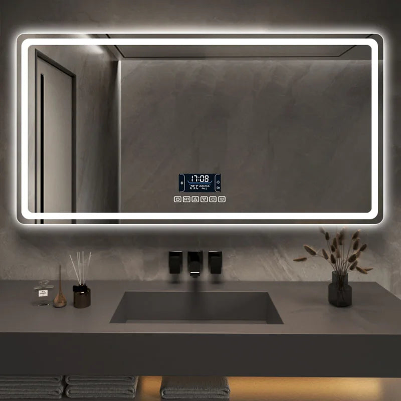 Makeup Led Lighted Mirror Bathroom Rectangular Mirror Wall Mount Creative Shower Espejos Decorativos Decoration Living Room