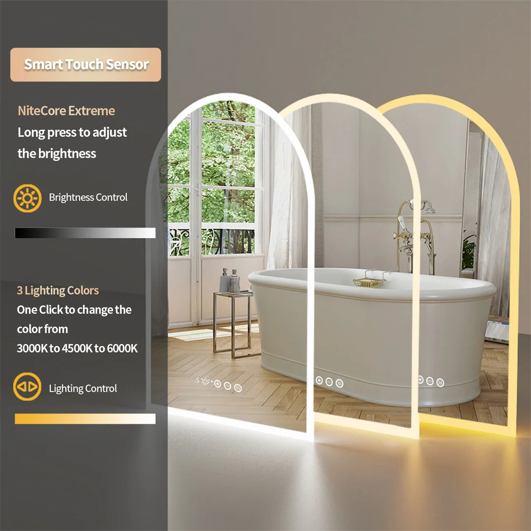 LUVODI Illuminate Backlit Light Bathroom Vanity Mirror with Time and Temperature Display