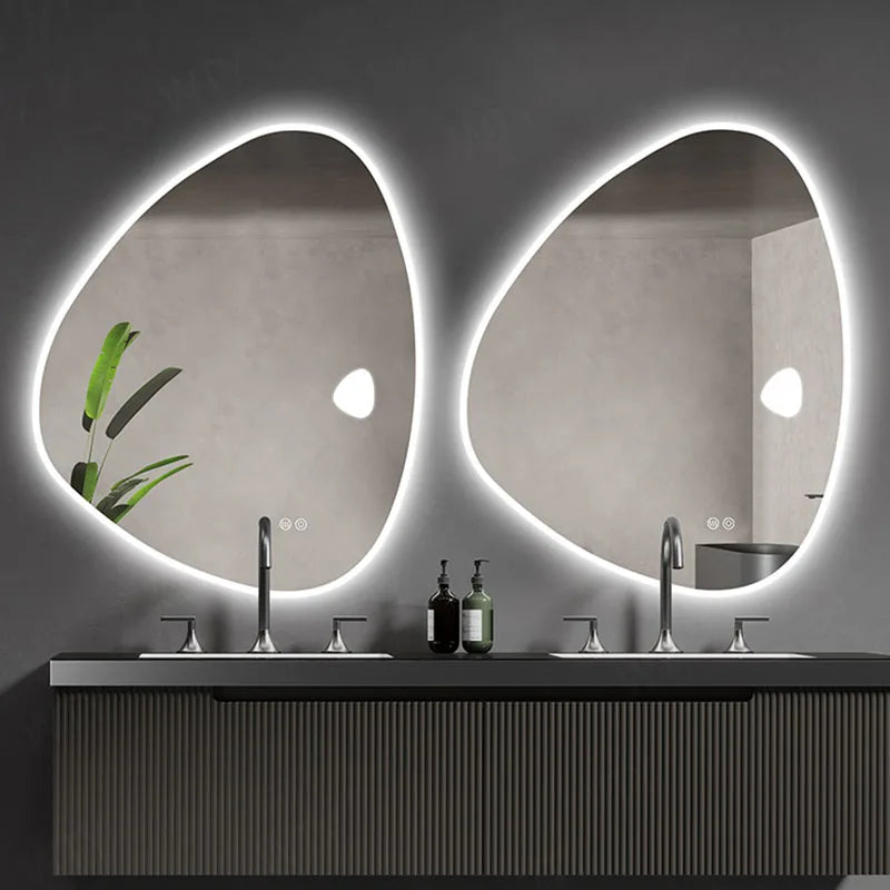 Design Irregular Mirror Bathroom Art Led Lighted Makeup Mirror Wall Mount Creative Espejos Decorativos Decoration Living Room