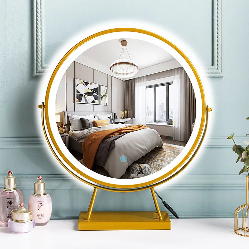 Design Makeup Mirror Led Metal Frame Dressing Table Mirror Vanity Creative Modern Hairdressing Dekoracyjne Lustra Room Decor