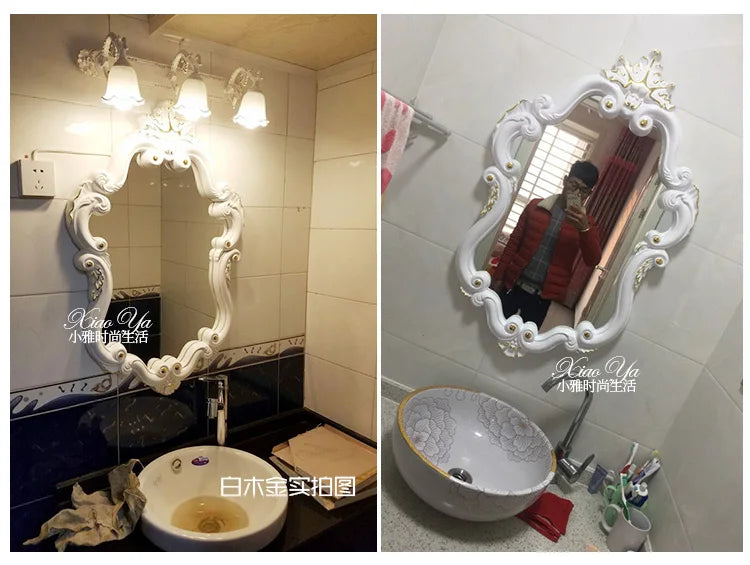 Makeup Irregular Mirror Bathroom Nordic Design Creative Mirror Wall Mount Macrame Espejos Decorativos Living Room Decoration