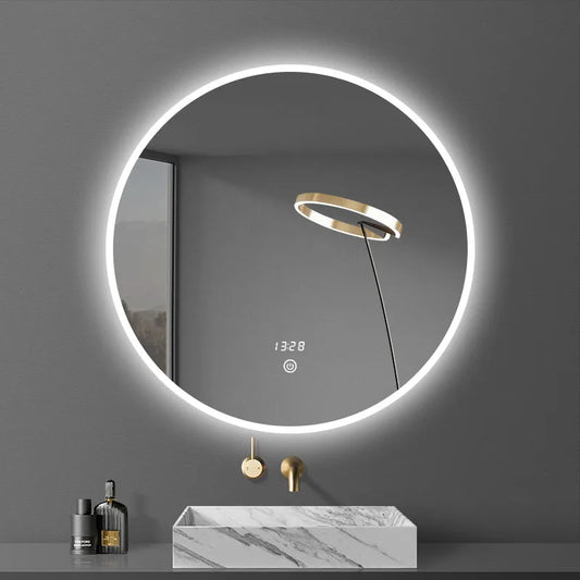 Design Wall Mount Mirror Bathroom Led Lighted Creative Modern Mirror Round Shower Dekoracyjne Lustra Living Room Decoration