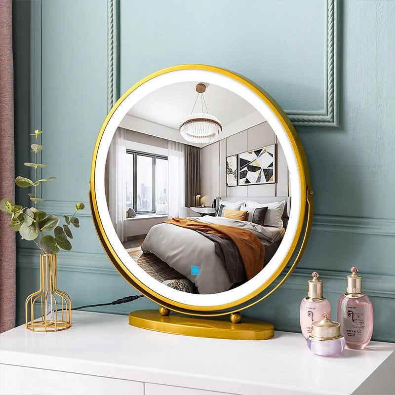 Design Makeup Mirror Led Metal Frame Dressing Table Mirror Vanity Creative Modern Hairdressing Dekoracyjne Lustra Room Decor