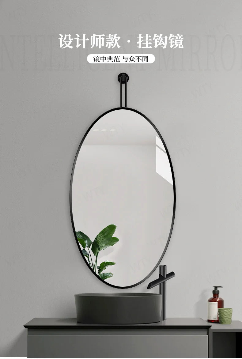 Design Creative Mirror Bathroom Makeup Metal Frame Wall Mount Mirror Oval Hairdressing Dekoracyjne Lustra Home Decoration