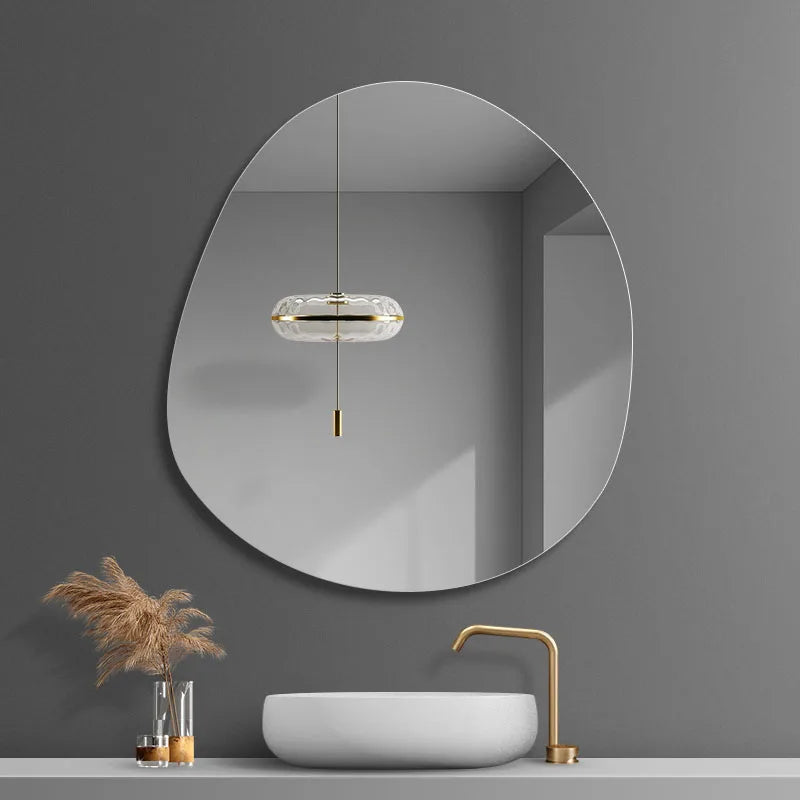 Design Shower Mirror Nordic Irregular Creative Modern Mirror Wall Mount Dressing Table Espejos Decorativos Aesthetic Room Decor