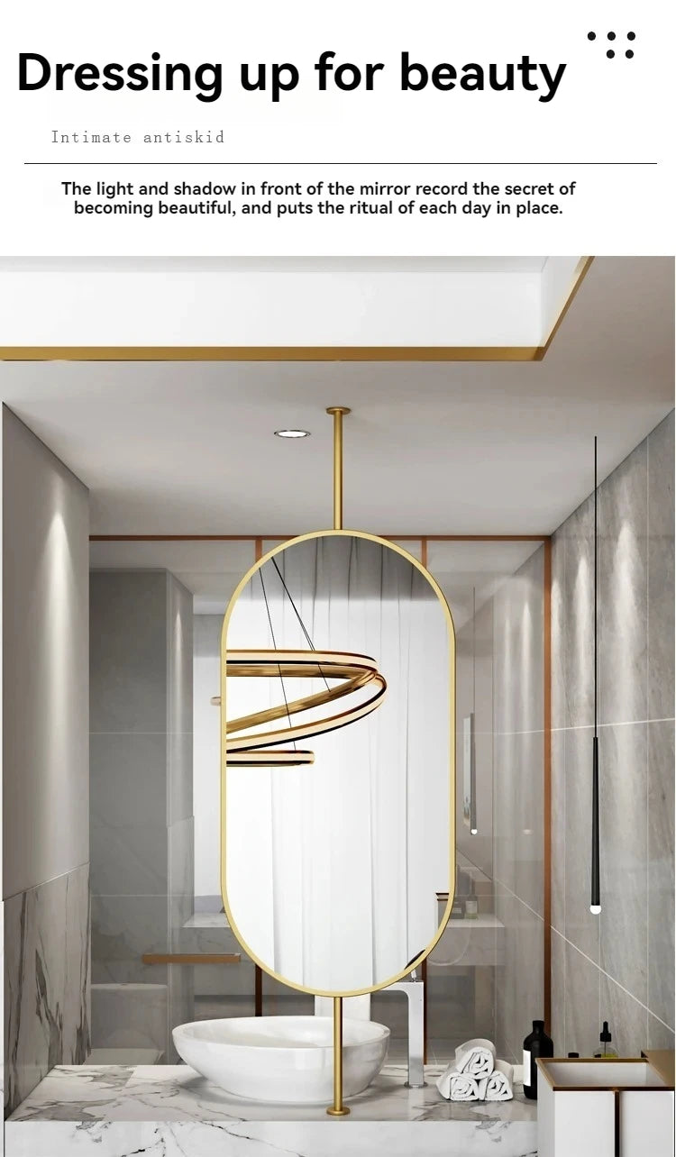 Design Gold Mirror Bathroom Metal Frame Wall Mount Mirror Oval Creative Led Espejos Decorativos Home Decoration Accessories